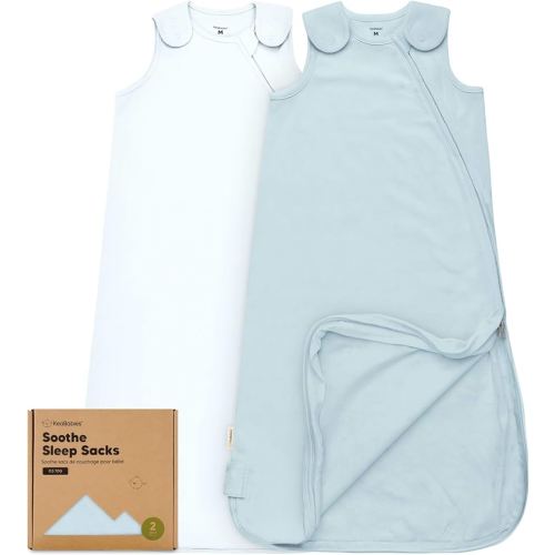 2-Pack Organic Baby Sleep Sacks, 100% Cotton - Soft & Breathable 0.5TOG Baby Wearable Blanket, Toddler Sleeping Sack 6-18 months, Easy to Wear Transitional Swaddles for Newborns, Infants (Glacier, M)