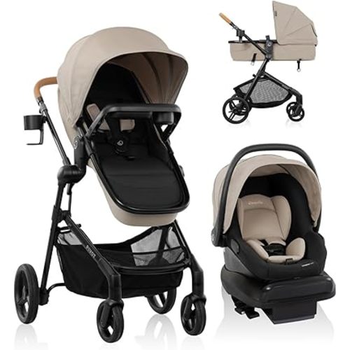 Evenflo Pivot NXT Travel System with LiteMax NXT Infant Car Seat (Latte Tan)