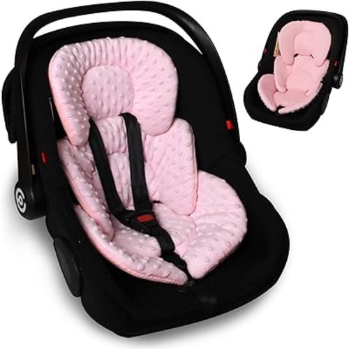 Infant Carseat Insert, 2-in-1 Reversible Baby Car Seat Cushion for Newborn Toddler Head & Body Support Car Seat Pad for Carseats, Strollers, Swings, Bouncers