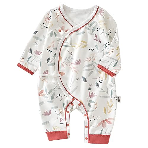 Cherie Kids 100% Organic Cotton Soft 0-6 Months Newborn Baby Romper Jumpsuits for Boys and Girls Unisex Long Sleeve