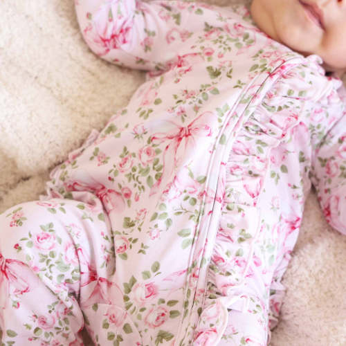 Bows in Bloom Ruffle Zipper Footie
