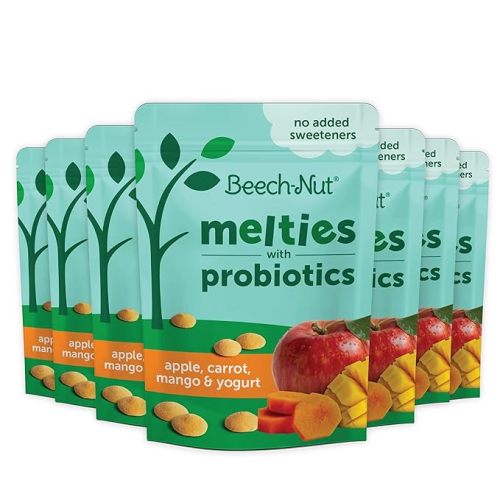 Beech-Nut Probiotic Melties Baby & Toddler Snack Melts, Apple Carrot Mango Yogurt, 1 oz (7 Pack)