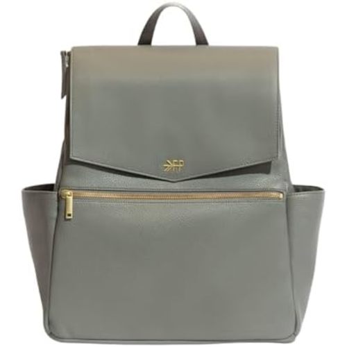 Freshly Picked Classic II Diaper Bag Backpack, Wipeable Vegan Leather Diaper Bag With Changing Pad, Convertible (Stone V2)