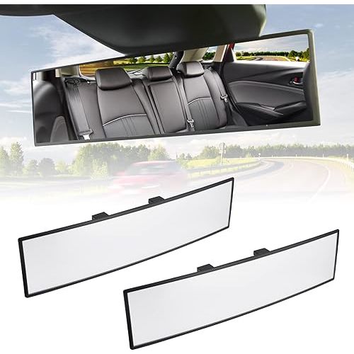 JOYTUTUS Rear View Mirror, Universal 11.81 Inch 2 Pack Panoramic Convex Rearview Mirror, Interior Clip-on Wide Angle Rear View Mirror to Reduce Blind Spot Effectively for Car SUV Trucks - Clear
