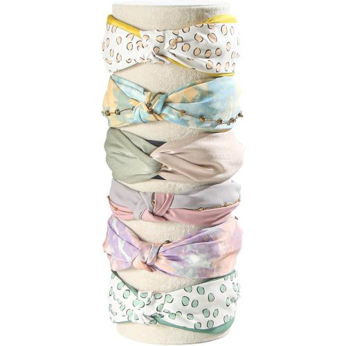 Coward Vertical Headband Holder Hairband Display Stand Storage Headband Organizer for women Baby Girls(14.2" high(yellow linen))