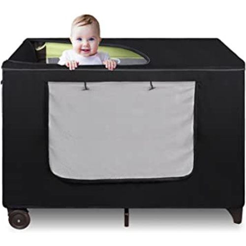 Amazon.com: Dofilachy Blackout Cover for Pack N Play - Crib Blackout Cover Tent - Canopy Cover - Breathable Travel Crib Tent - Portable Stretchy Blackout Tent (Black) : Baby