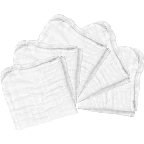green sprouts Muslin Face Cloths Made from Organic Cotton (5-Pack), White Set