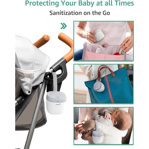 GROWNSY Pacifier Sanitizer Portable, UV Light Sanitizer on The Go, USB Charging Sanitizer Case, Mini Pacifier Sanitizer 99.99% Cleaned in 59 Seconds (White)