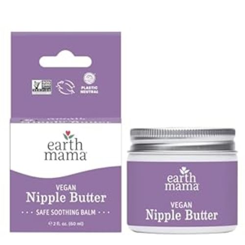 Earth Mama Vegan Nipple Butter | Cruelty-Free Breastfeeding Cream for Nursing Mamas | No Lanolin, 2-Ounce
