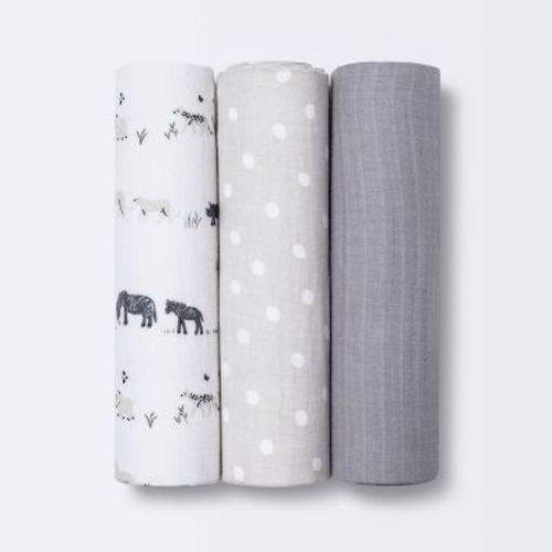 Muslin Swaddle Blankets 3pk - Cloud Island™ Two By Two Animals
