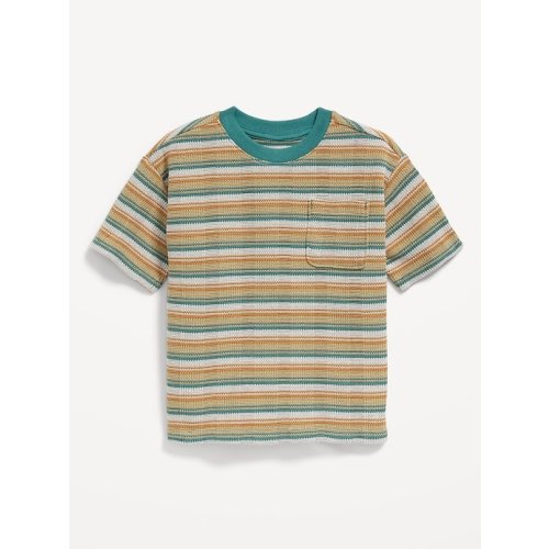 Oversized Short-Sleeve Waffle-Knit Pocket T-Shirt for Toddler Boys