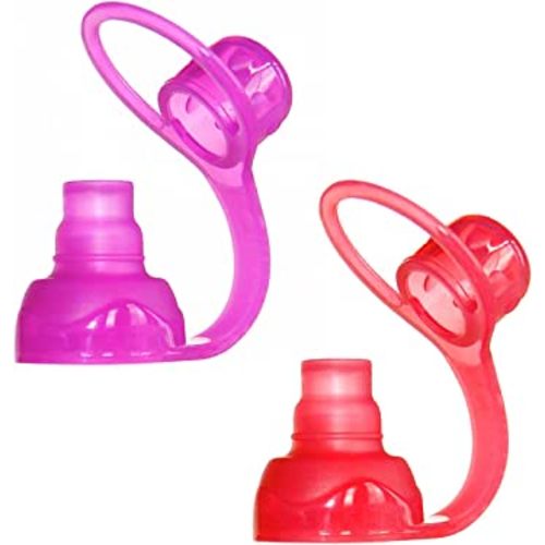ChooMee SoftSip Food Pouch Top | Baby Led Weaning | No Spill Flow Control Valve, Protects Childs Mouth, 100% Silicone, BPA Free | 2CT Red Purple