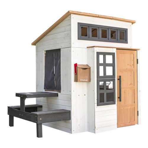 KidKraft Modern Outdoor Wooden Playhouse With Picnic Table, Mailbox And Outdoor Grill, White & Raven & Reviews | Wayfair