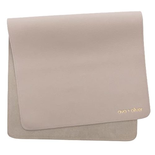 Vegan Leather Baby Changing Mat - Multipurpose Portable Wipeable Diaper Pad - Foldable for Travel (16 x 30 in) (Grey)