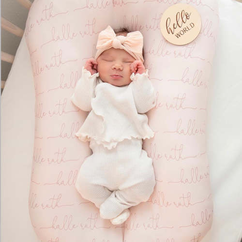Personalized Blush & Mauve Baby Name Swaddle Blanket - Script