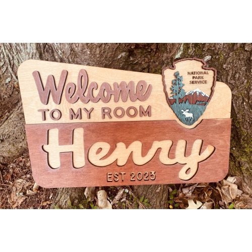 National Park Large wood name sign, nursery name sign, Room Door Sign, boy name sign, above crib name sign, girl name sign, mountain sign