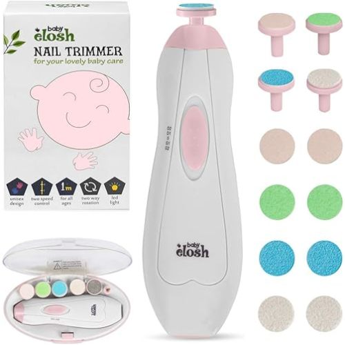 Baby Nail Trimmer File Electric - [Upgraded] Safe Nail Clippers with 12 Units Gift for Newborn Toddler Kids or Women Toes and Fingernails, Care, Polish and Trim, AA Battery Operated (Not Include)