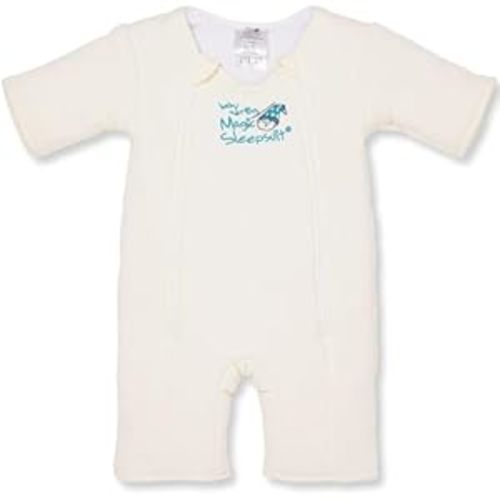 Magic Sleepsuit Baby Merlin's Cotton Baby Swaddle Transition Product - Soft and Cozy Design, Double Zipper for Easy Diaper Changes, Promotes Safe Sleep, 3-6 Months - Cream - Small 12-18lbs