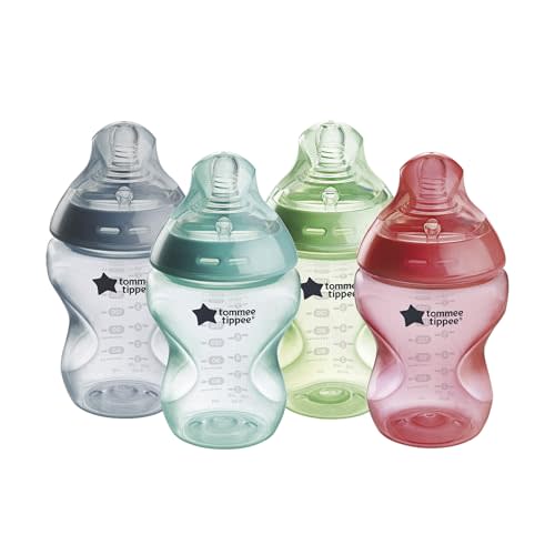 Tommee Tippee Natural Start Anti-Colic BPA Free Baby Bottles, 9oz, Slow-Flow Breast-Like Nipple for a Natural Latch, Designed for Seamless Transitions Between Bottle and Breast, Fiesta, Pack of 4 | Pack of 4, Slow Flow Breast-Like Nipple for a Natural ...