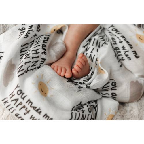 Baby Muslin You Are My Sunshine Lullaby Lyrics - 100% Bamboo - 60cm Square - Burp Cloth Breastfeeding Cover Summer Blanket - New Baby Shower