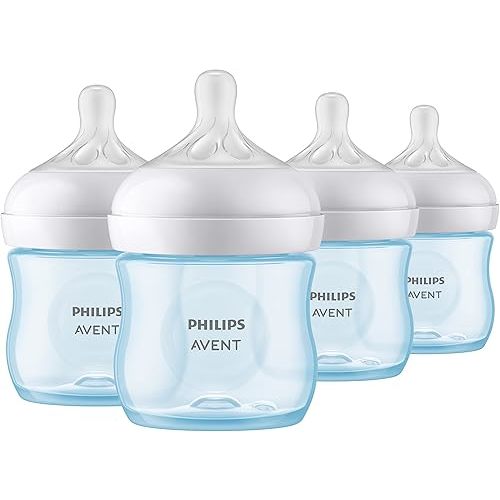 Philips Avent Natural Baby Bottle with Natural Response Nipple, Blue, 4oz, 4pk, SCY900/24