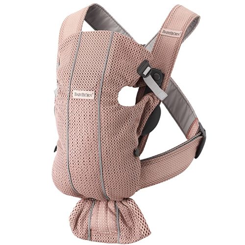 BabyBjörn Baby Carrier Mini, 3D Mesh, Dusty Pink | Newborn Carrier (7-25 lbs), Ergonomic, Easy-to-Use