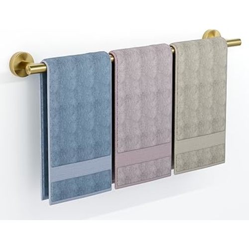 Brushed Gold Towel Bar, 24 Inch Towel Racks for Bathroom Wall Mounted, SUS304 Stainless Steel Bathroom Towel Holder, Total Length 26.4 Inch Towel Bars