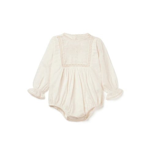 Lace and Embroidery Romper - Ecru