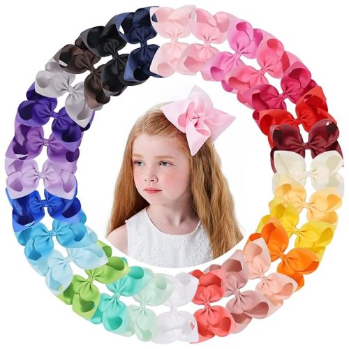 Choicbaby 28pcs 6 Inch Hair Bows for Girls Large Hair Bows with Alligator Clips Toddler Hair Accessories for Baby Girls Kids Teens