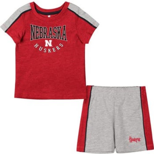 Infant Colosseum Scarlet/Heather Gray Nebraska Huskers Norman T-Shirt & Shorts Set, 0-3M