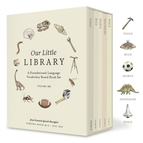 Our Little Library Vol. 3: Dinosaurs, Space, Tools, Bugs, and Sports Board Book Set for Boys & Girls (Tabitha Paige Children's Book Series)