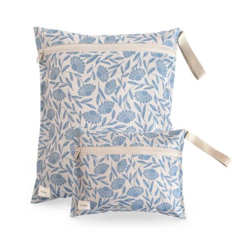 Water Resistant Wet Bag Blue Flowers One Size