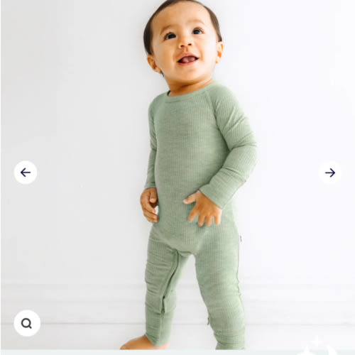 Heather Sage Ribbed Crescent Zippy - Little Sleepies