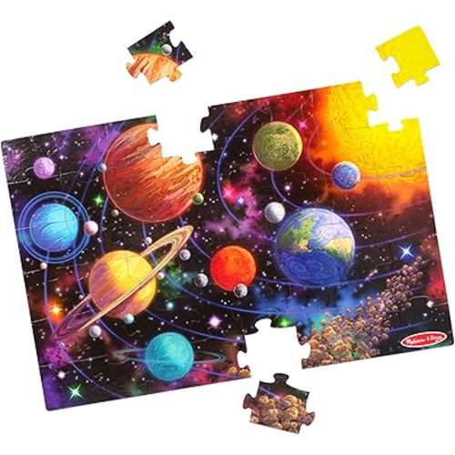 Melissa & Doug Solar System Jumbo Floor Puzzle, 48-Piece Space-Themed Jigsaw Puzzle with Planet Guide, 3 x 2 Foot Kids Puzzles for Toddlers Ages 3+ (No Text on Puzzle)
