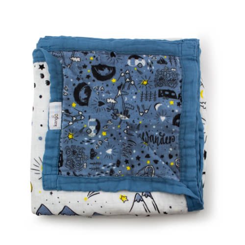 Kanga Care Bamboo Muslin Blanket - Baby: Wander (reversible)