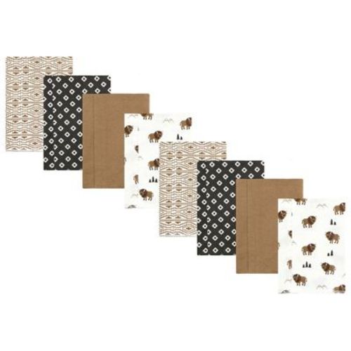 Hudson Baby Boys Cotton Poly Flannel Burp Cloths 8-pack, Wild Buffalo, One Size