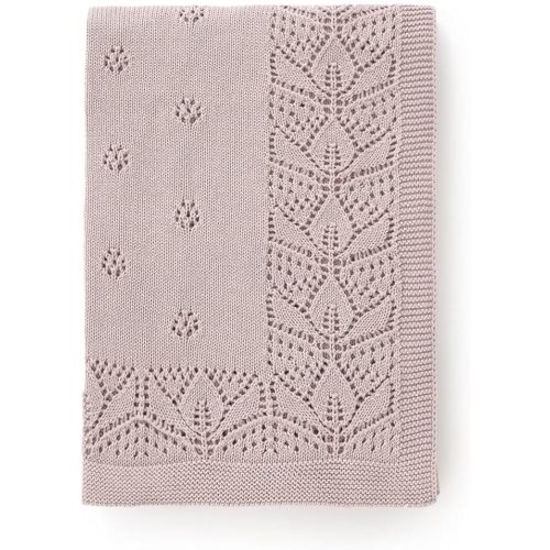 LAWKUL Cellular Blanket Baby 100% Cotton Soft Newborn Babe Knit Blankets Classic Florals for Boy Girls Lavender 100x80cm