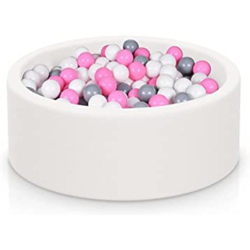 MEOGETY Baby Foam Ball Pit for Toddlers Kids Children, Infant Round Soft Small Ball Pool Pits for Girls and Boys Gifts Indoor Playpen, NOT Included Balls, White Color
