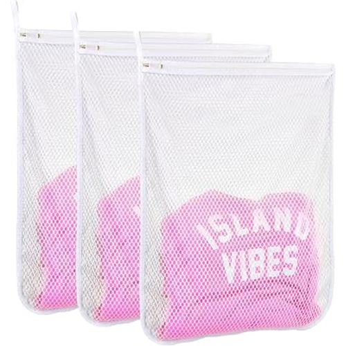 3 pcs Durable Honeycomb Mesh Laundry Bags for Delicates 3 Large (16" x 19")