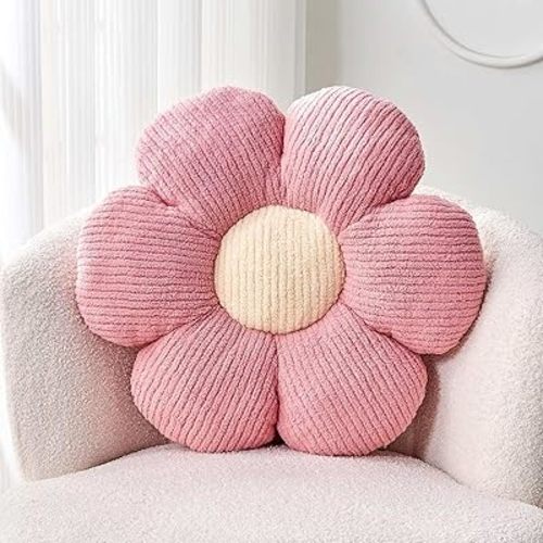 Flower Throw Pillow, Soft Pink 14.9" Flower Pillow for Home Decor, Cute Flower Shaped Floor Pillow Aesthetic Flower Plush Decorative Pillows for Bed Sofa Couch