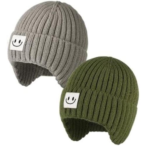 FURTALK Baby Beanie Winter Warm Hats Fleece Lined with Earflap Cute Knit Kids Caps