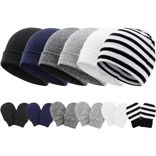 Newborn Baby Hats and Mittens Set Infant Beanie Cap Toddler Gloves Newborn Hospital Hats for Baby Boy Girl Kid