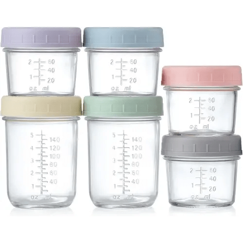 VITEVER Glass Baby Food Storage Containers, 4 Pack 4oz & 2 Pack 8oz Baby Food Storage Jars With Lids, Baby Food Maker, Microwave, Dishwasher & Freezer Safe