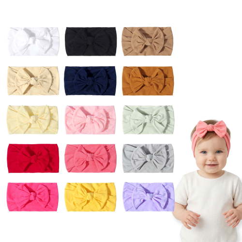 20 PCS Baby Headbands, Soft Nylon Baby Girls Hair Bows Elastics Hairbands for Newborn Infant Toddler