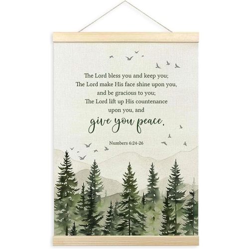 TLESKE Christian Scripture the Lord Bless You Poster Hanger Frame, Bible Verse Numbers 6:24-26 Hanging Wall Art Decor for Bedroom Living Room, Religious Wall Prints Picture Artwork, 12x16