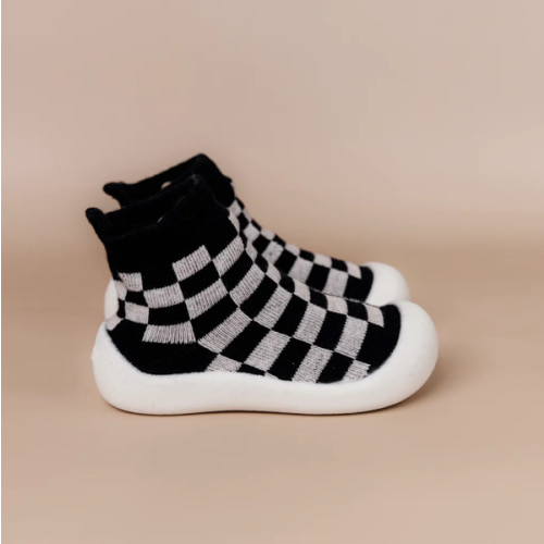 Black Checkered Sock Shoes