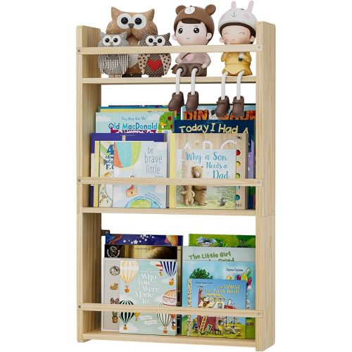 Nursery Book Shelves 3-Tier, Nursery Shelves for Wall, 16.5 inch Nursery Shelves for Books and Toys in Bedroom, Living Room and Nursery. (Natural Color, 3 Tier)