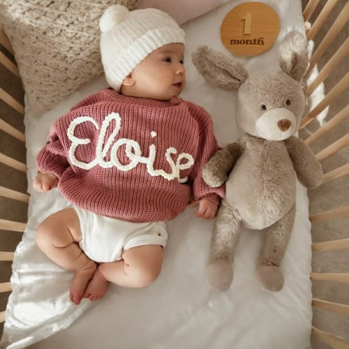Personalized Baby Name Sweater,Baby Knit Sweater With Name,Newborn Sweater,Baby Coming Home Outfit,Baby Shower Gift,Newborn Gift,Baby Gift