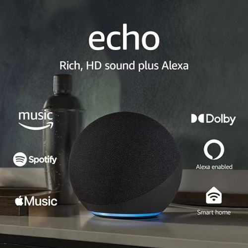 Amazon Echo (4th Gen) | With premium sound, smart home hub, and Alexa | Charcoal