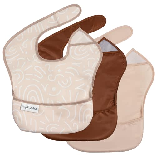 Tiny Twinkle Mess-Proof Baby Bib - Waterproof Bib for Baby Boy or Girl - PFAS, PVC, BPA, Phthalate Free - Baby Food Bibs